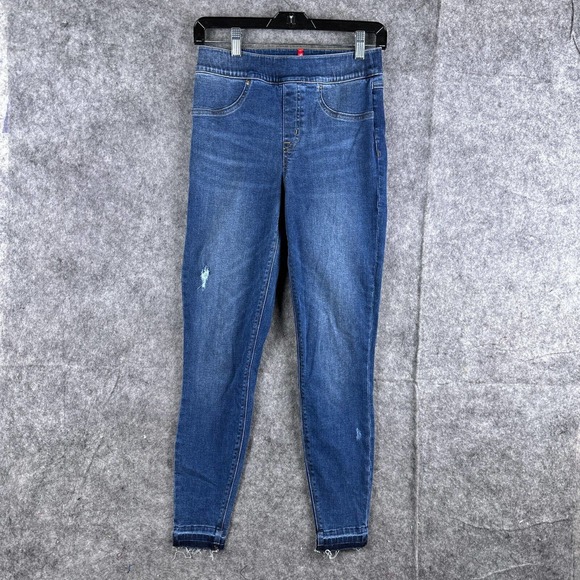 Spanx Jeans Womens Small Blue Pull On Distressed‎ Tummy Control - Picture 1 of 15